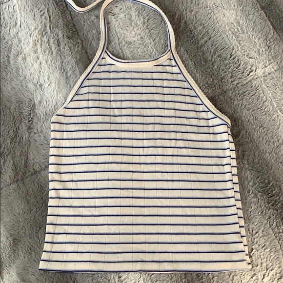 American Eagle Outfitters Tops - American Eagle blue stripe halter top backless tie